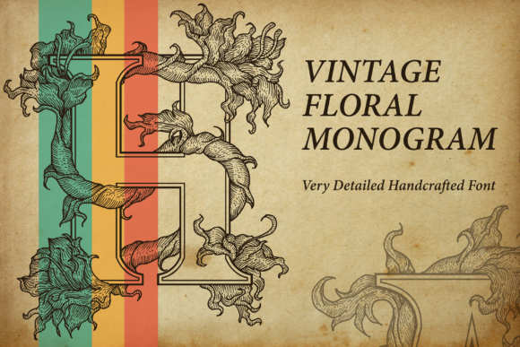 Vintage Floral Monogram: A Versatile Font for Elegant Branding